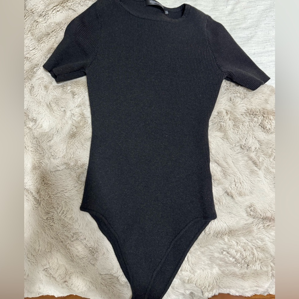 Black ribbed bodysuit